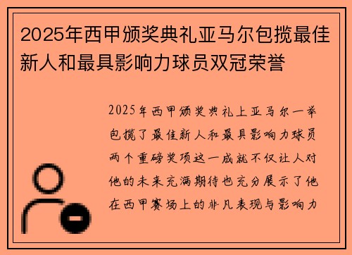 2025年西甲颁奖典礼亚马尔包揽最佳新人和最具影响力球员双冠荣誉 2025年西甲颁奖典礼亚马尔包揽最佳新人和最具影响力球员双冠荣誉